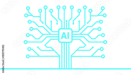 Neon circuit board with AI chip design