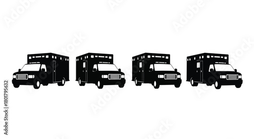 Four ambulance car silhouettes for medical concept