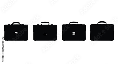 Four briefcase silhouettes for business concept