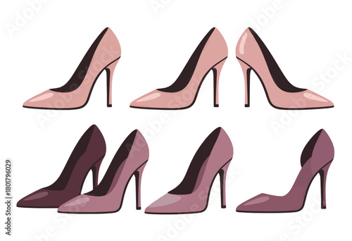 Stylish High Heel Shoes in Pink and Burgundy Colors