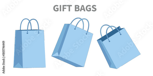 Three Blue Gift Bags with Handles