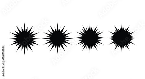 Four spiky starburst silhouettes for designs