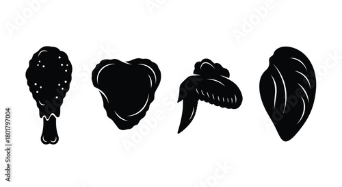 Silhouette of fried chicken pieces