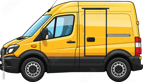 Yellow delivery van vector illustration for commercial transport needs eps silhouette