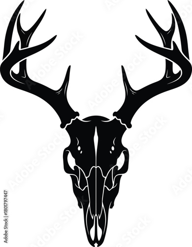 Deer skull vector graphic hunting trophy illustration black and white eps silhouette