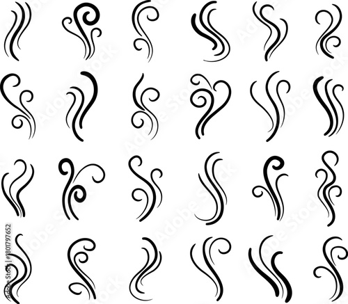 Aromas vaporize curly icon set