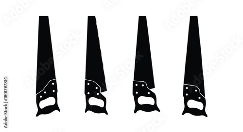 Four hand saws in a row
