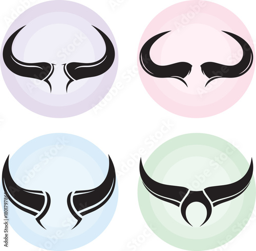 Minimal Bull Horn Icons Set – Modern Horn Silhouette Symbols