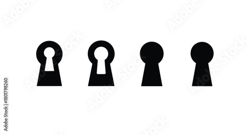 Four keyhole silhouettes for security concepts