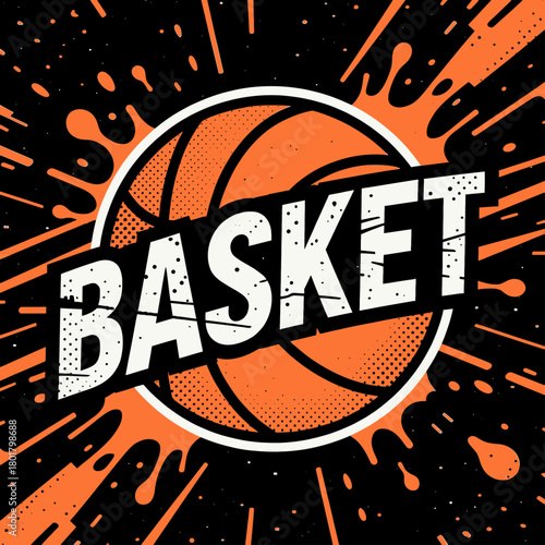 Basketball vector design, dynamic splash background, bold text