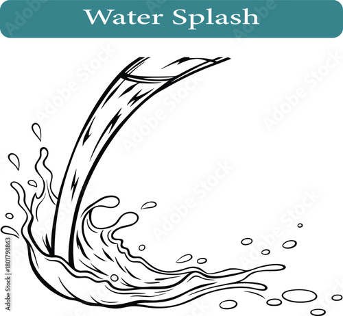Water splash, water splash isolated on white background, vector illustration