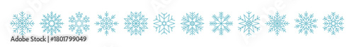 Set of snowflake with different ornaments. Vector illustration
