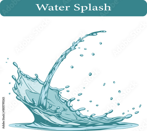 Water splash, water splash isolated on white background, vector illustration
