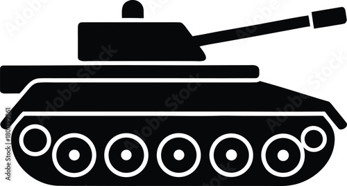 Minimalist Black Tank Silhouette Icon