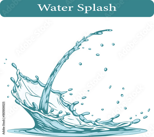Water splash, water splash isolated on white background, vector illustration