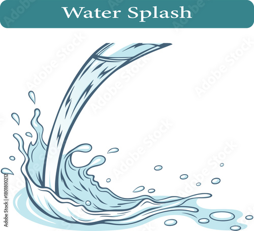 Water splash, water splash isolated on white background, vector illustration