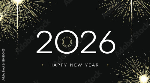 Happy new year 2026 with golden fireworks on a, a festive and celebratory design for the upcoming year
