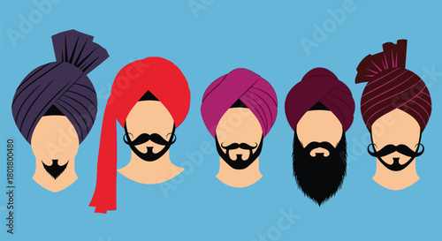 Diverse collection of traditional turbans worn by men, showcasing cultural heritage and style.