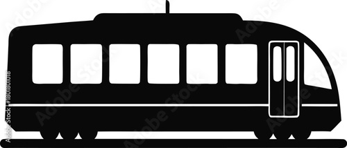 Modern high speed train icon with clean lines representing fast travel and transportation services isolated on white background.