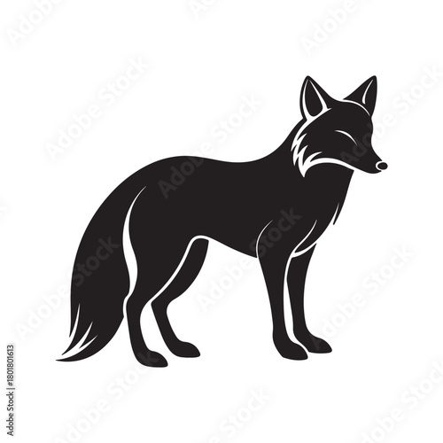 Red fox silhouette black vector icon