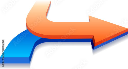 Two 3D arrows merging for coworking