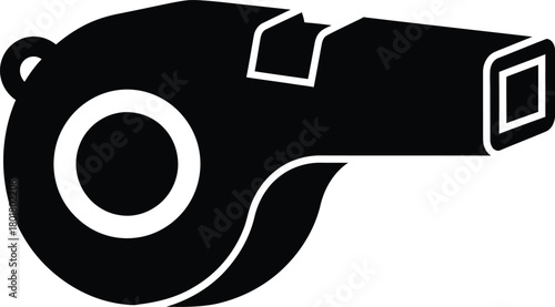 Vector black and white illustration of a whistle for sports and safety eps silhouette