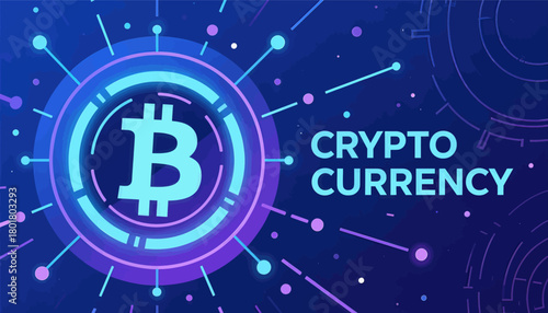 Crypto currency Bitcoin symbol in futuristic digital design