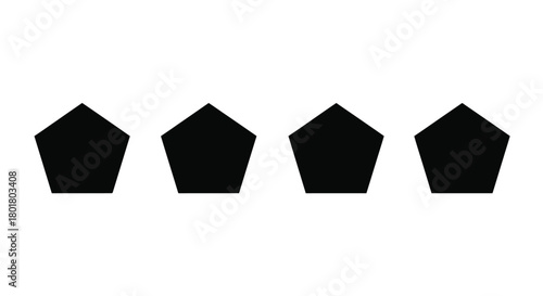 Four black pentagons in a row