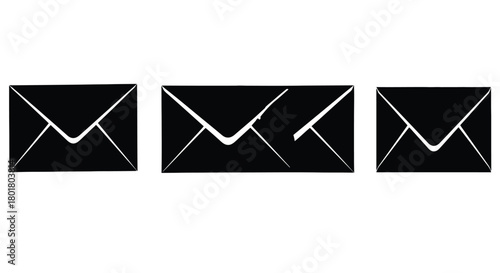 Three black envelope icons in a row design