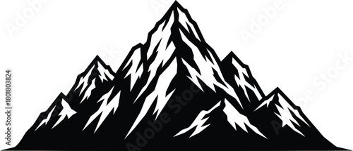 Mountain range vector black and white peaks landscape silhouette design eps