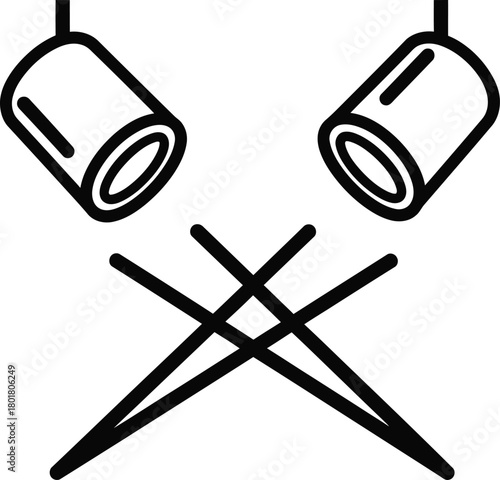 Searchlight spotlight stage lights vector icon illustration design eps silhouette