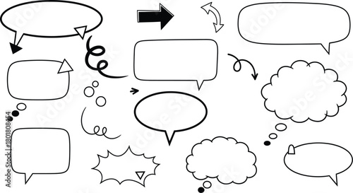 Hand drawn speech bubbles and thought bubbles collection