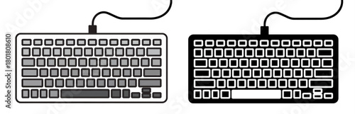 Minimal keyboard vector illustration in light and dark modes, isolated