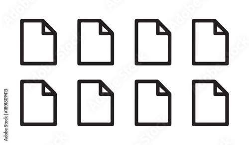  Eight identical blank document icons arranged in two rows on a white background