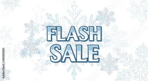 Flash sale text with snowflakes for winter season