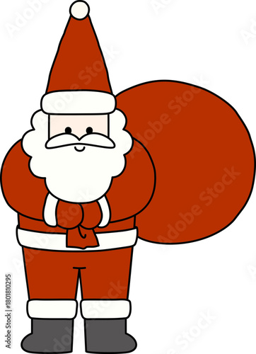 파스텔톤 크리스마스 일러스트_산타 할아버지_선물보따리_산타클로스