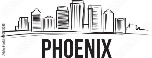 Phoenix city skyline sketch isolated on transparent background hand drawn cityscape illustration vector design