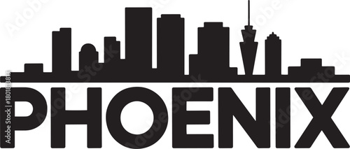 Phoenix arizona city skyline silhouette black vector illustration downtown cityscape landmark panorama simple graphic
