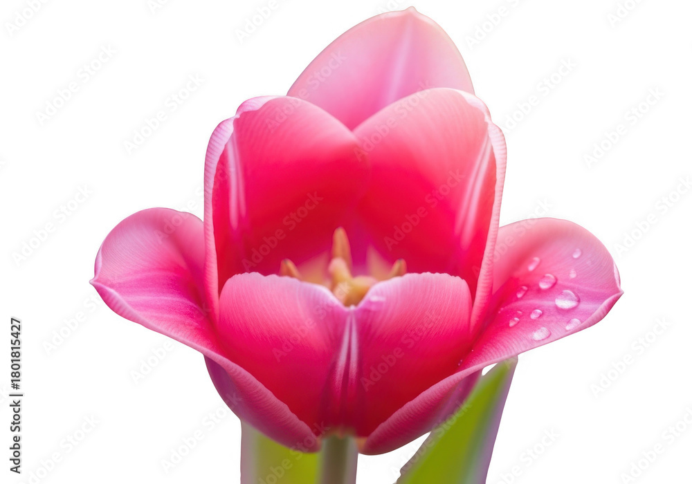 Obraz premium Pink tulip isolated on transparent background for spring decoration and floral design