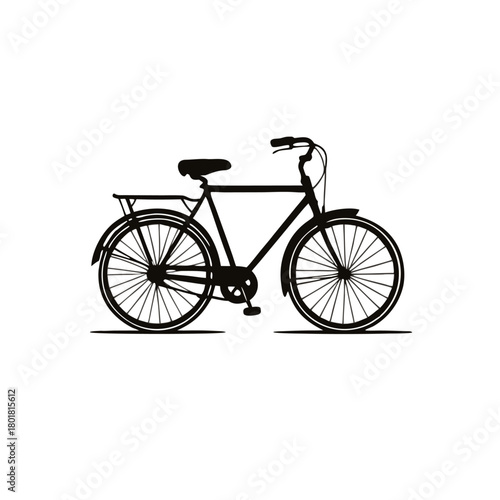 Vintage city bicycle silhouette vector, classic retro cruiser bike for urban transport, leisure and eco-friendly lifestyle concept.


