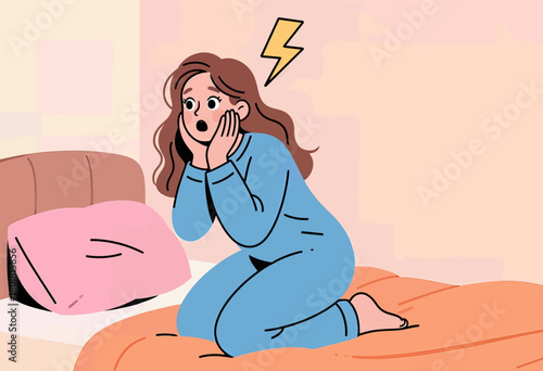 Woman shocked by idea, surprised, vector illustration