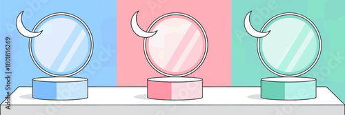 Trophy awards with horns, flat design, pastel colors