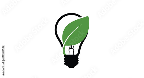 Green leaf inside a light bulb symbolizing eco friendly energy and sustainable ideas for a brighter future