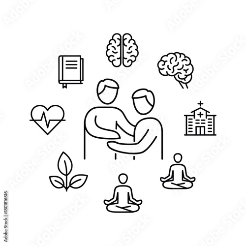 Graduation academic robe outline icon illustration, symbolizing achievement, education, and formal ceremony success