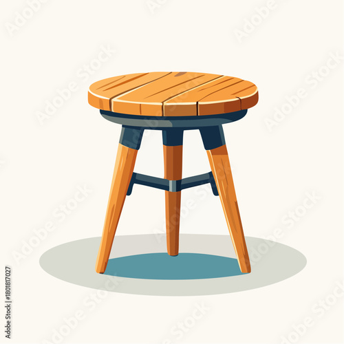 un tabouret rustique en bois, isolé sur un fond blanc