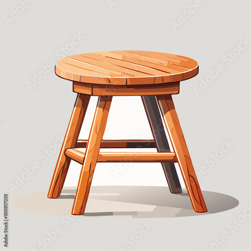 un tabouret rustique en bois, isolé sur un fond blanc