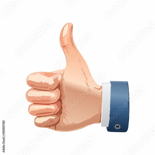 signe de la main avec un pouce levé, costume, isolé sur fond blanc, positif, accord, entente ,approbation 