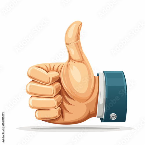 signe de la main avec un pouce levé, costume, isolé sur fond blanc, positif, accord, entente ,approbation 