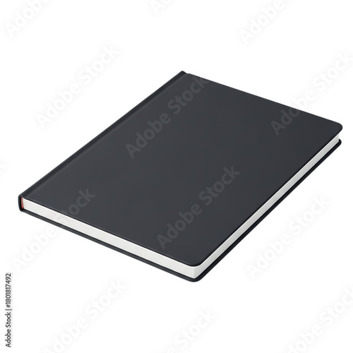 Professional black hardbound notebook, perfect for sophisticated note-taking, daily planning, and creative expression, presented cleanly