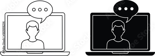 Vector illustration of online communication and video call icon isolated on